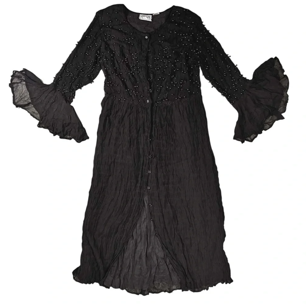 80's Jakelin Maxi Dress S FLAWS Witchy Whimsygoth Goth Fairy Grunge Thrashed - Picture 6 of 16